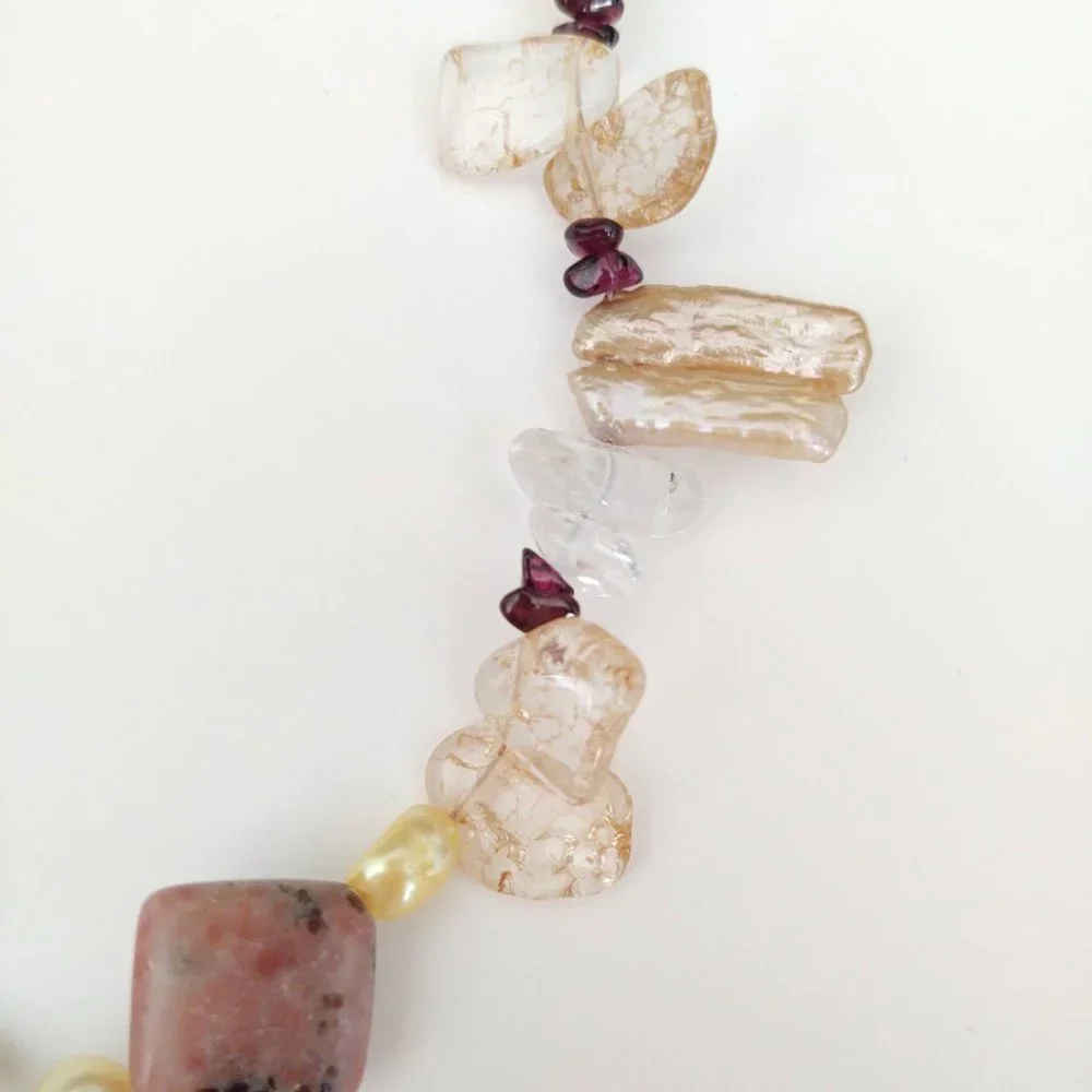 Stone, glass and shell necklace